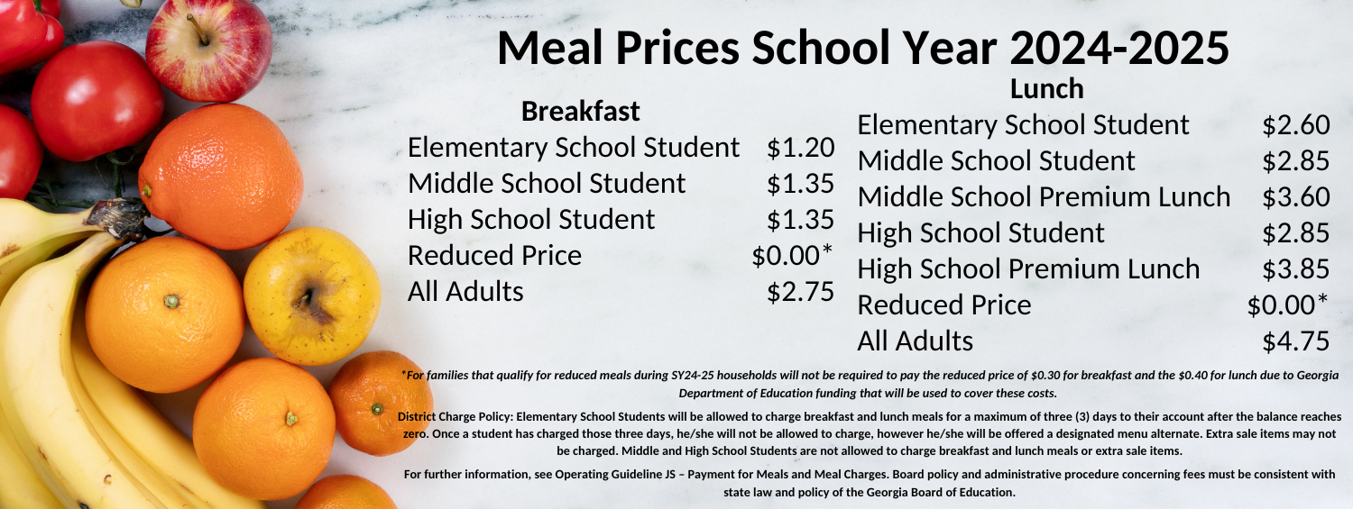 SY24-25 Meal Prices